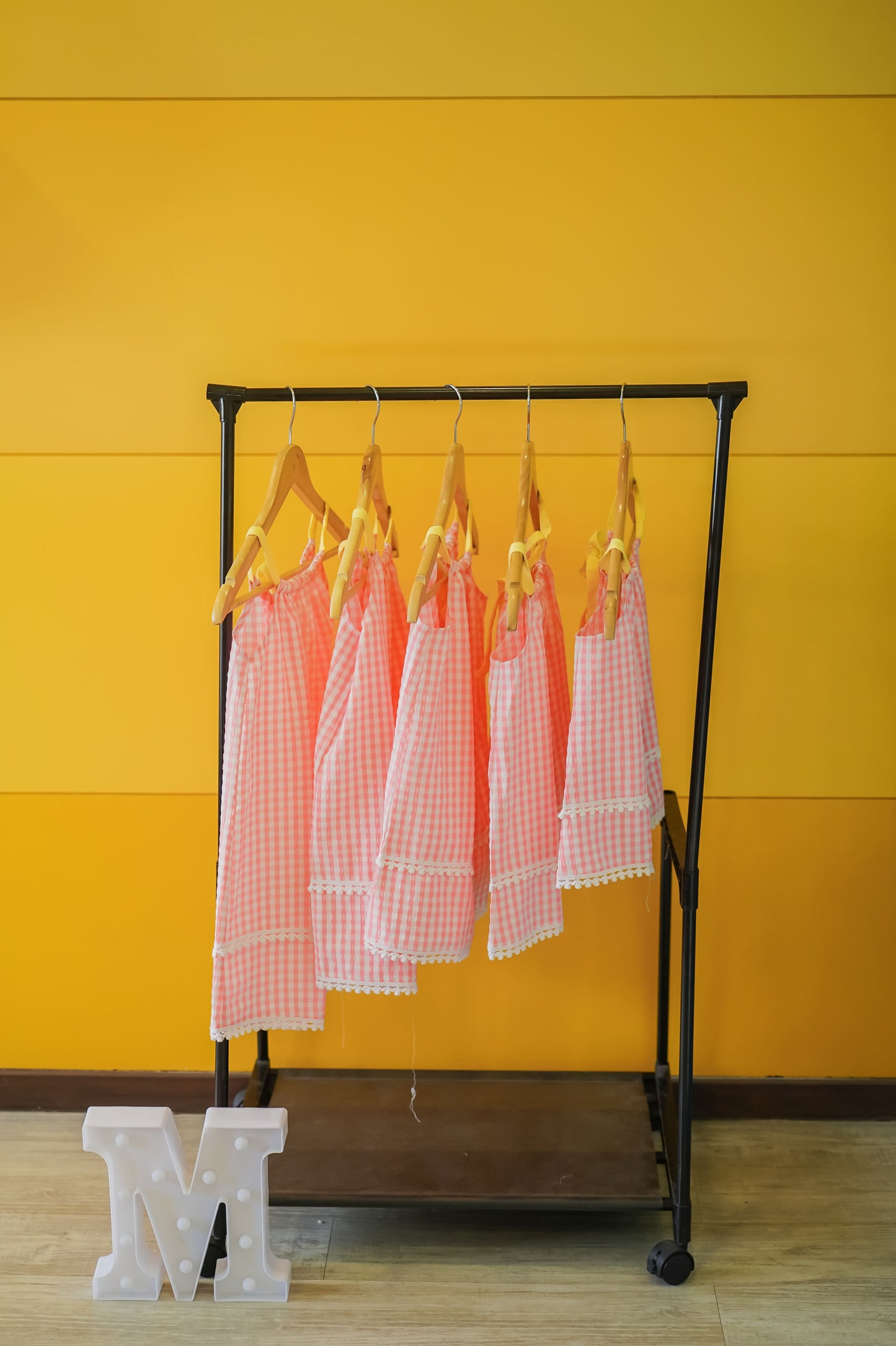 Pink Gingham Textured Dress