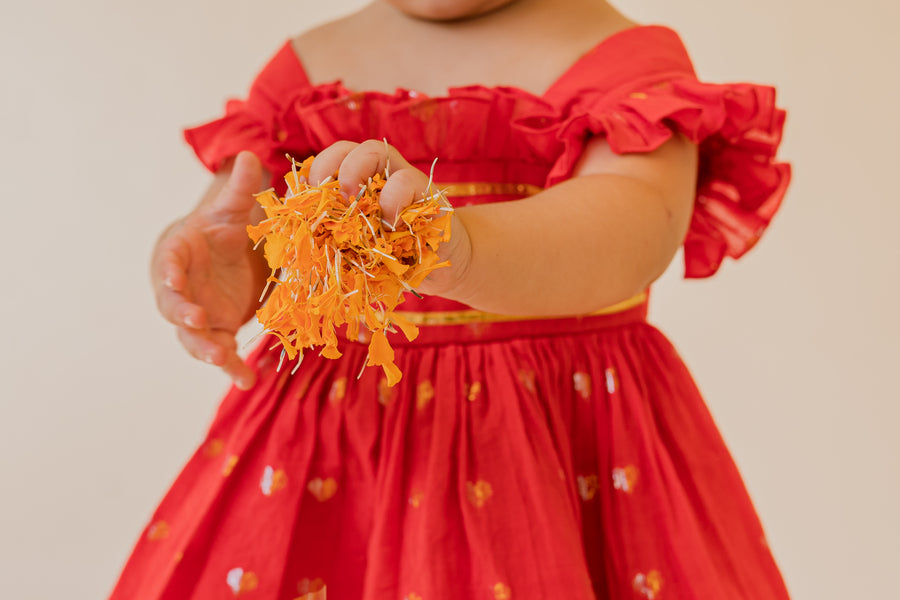 Red Metallic Hearts Dress